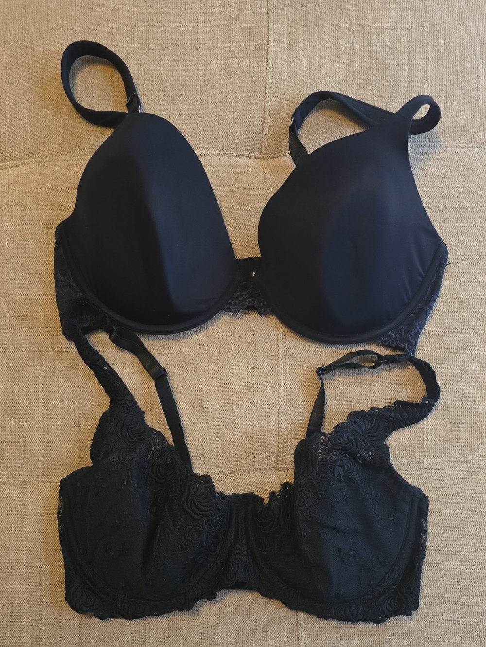 2 -  Black Lace Bras 36D